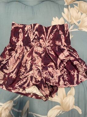 Women's High-Waist free people Floral Maroon Shorts size small